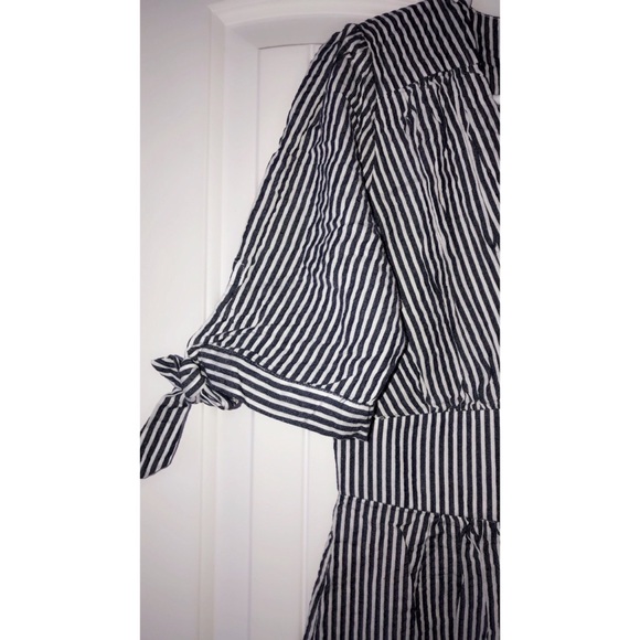 Navy/White Stripped Summer Midi Dress - Picture 2 of 3